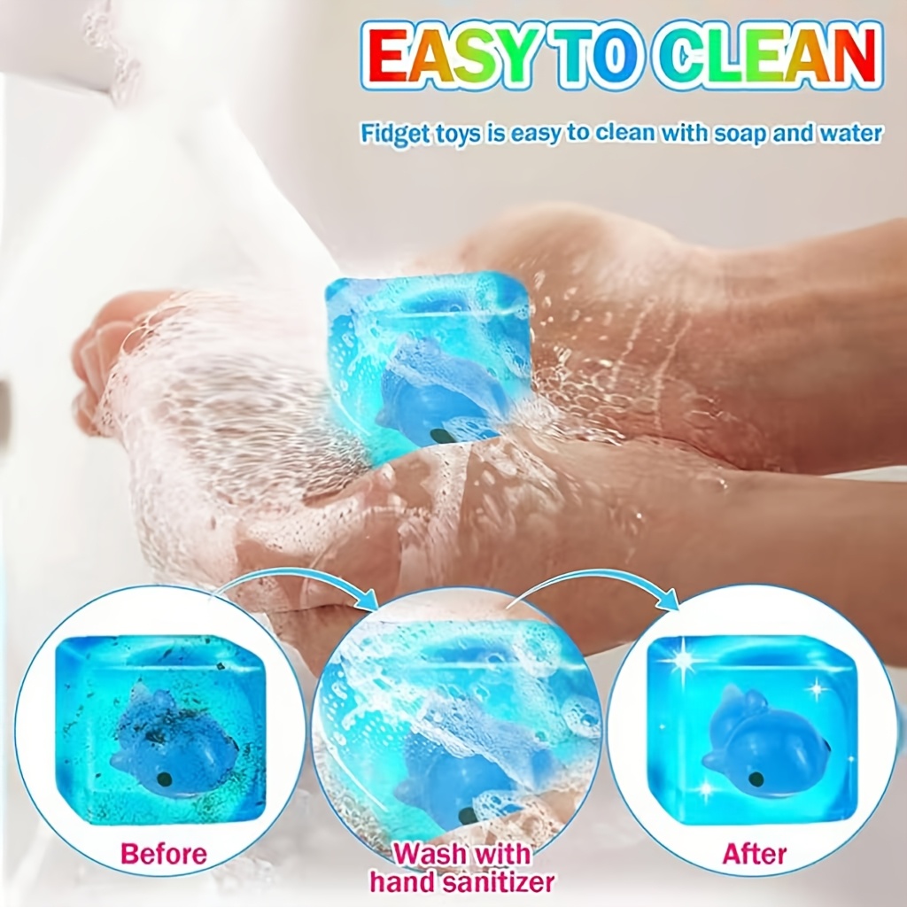 Ocean-themed Squishy Cube Toy, Portable Fidget